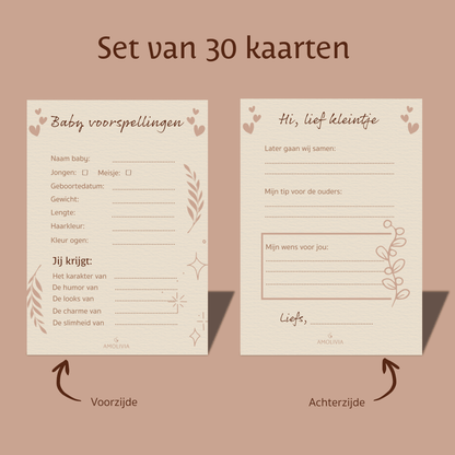 Babyshower invulkaarten Vooraanzicht