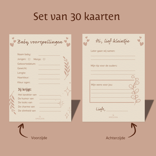 Babyshower invulkaarten Vooraanzicht