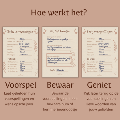 Babyshower invulkaarten Werking