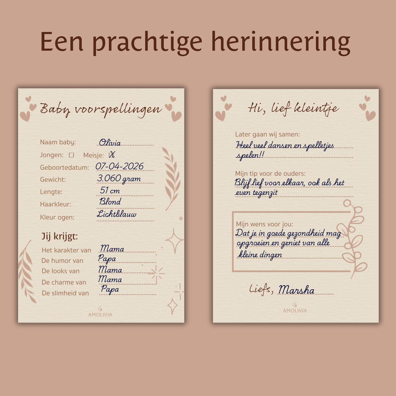 Babyshower invulkaarten Details