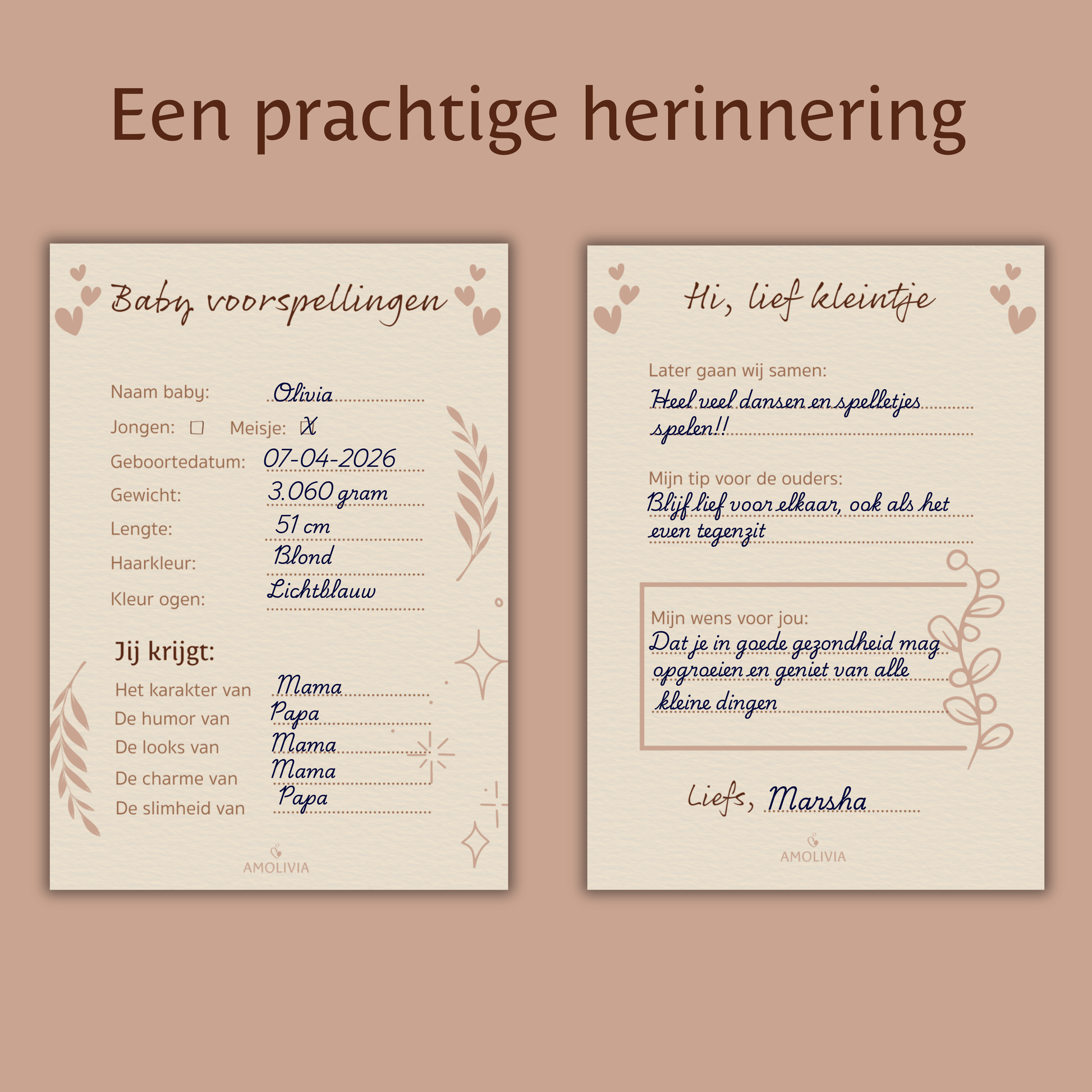 Babyshower invulkaarten Details
