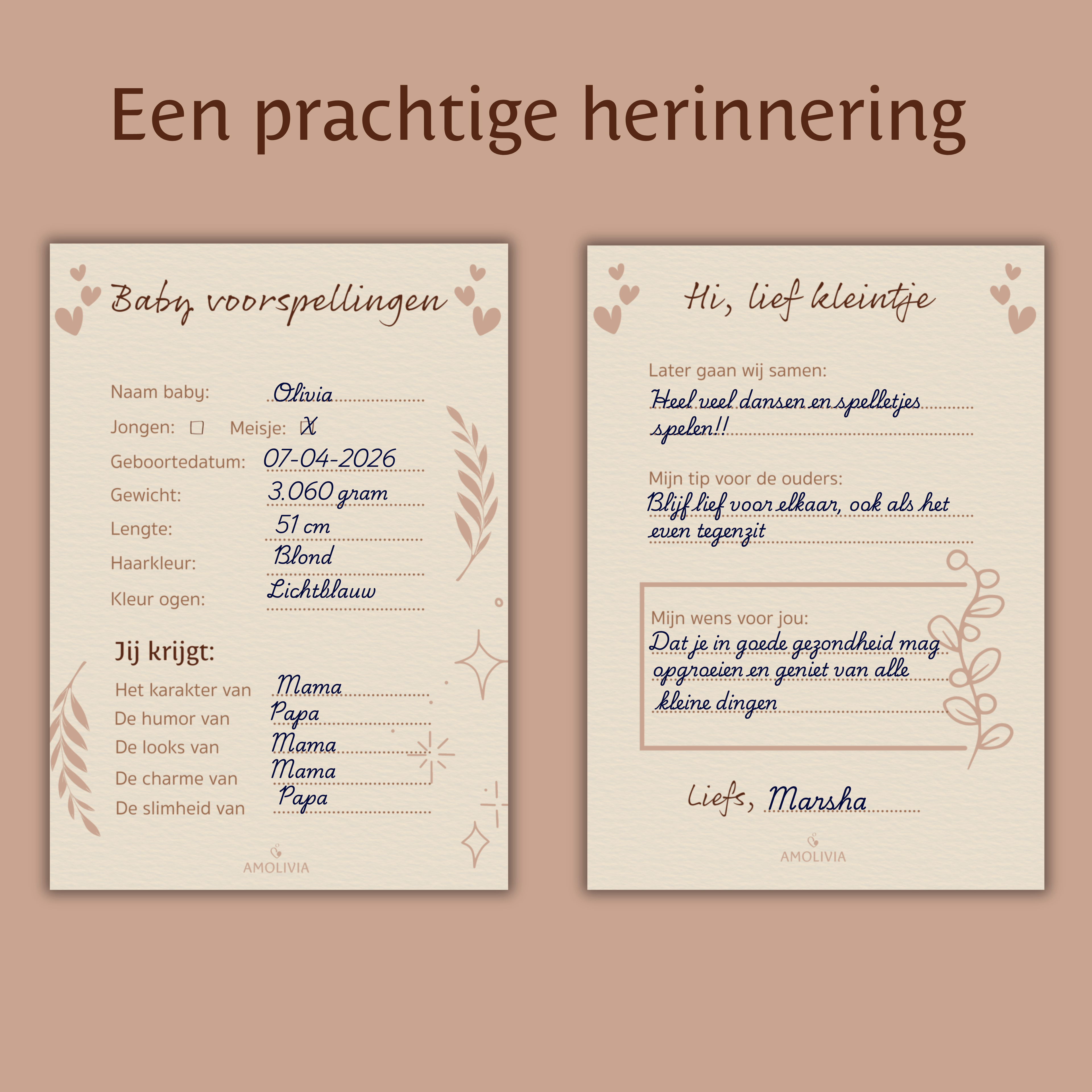 Babyshower invulkaarten Details