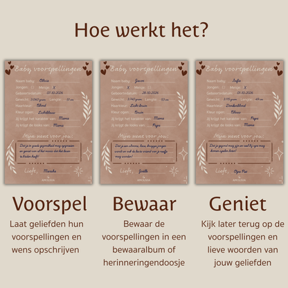 Amolivia Babyshower Invulkaarten - 30 stuks - Bruin