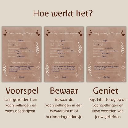 Amolivia Babyshower Invulkaarten - 30 stuks - Bruin