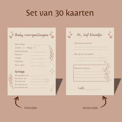 Amolivia Babyshower Invulkaarten - 30 stuks - Crème