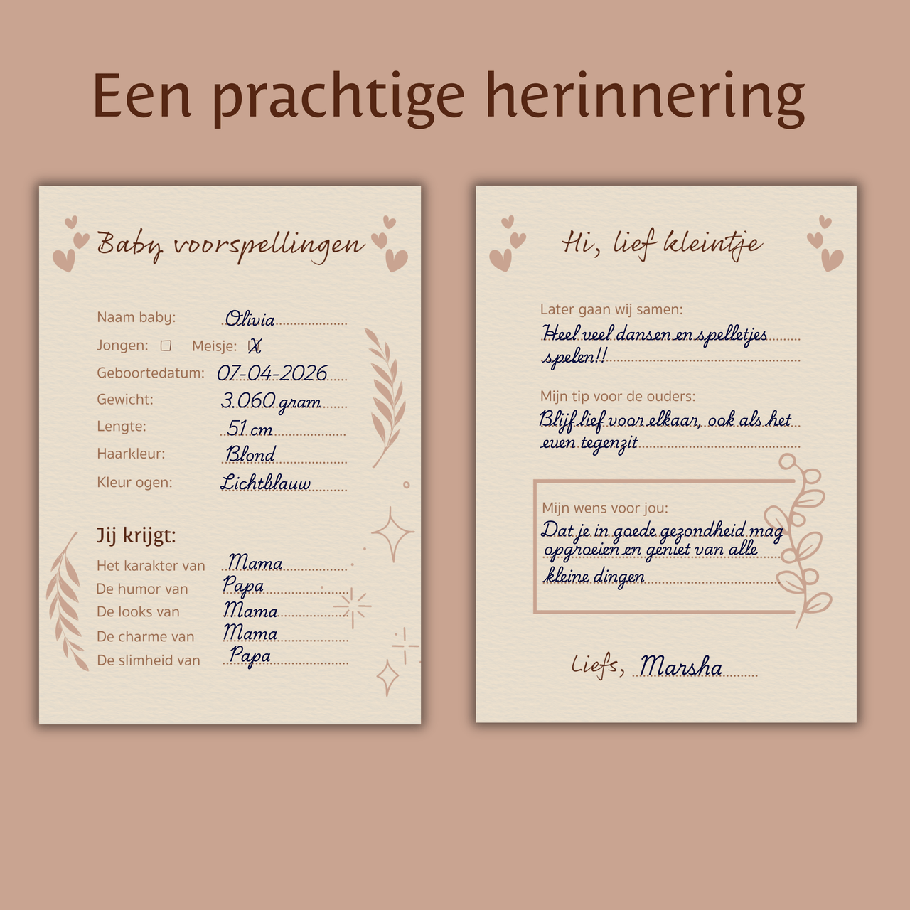 Amolivia Babyshower Invulkaarten - 30 stuks - Crème