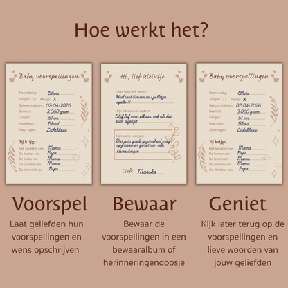 Amolivia Babyshower Invulkaarten - 30 stuks - Crème