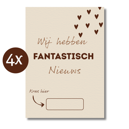 Amolivia Zwangerschapsaankondiging Kraskaart - 4 Stuks - Fantastisch Nieuws