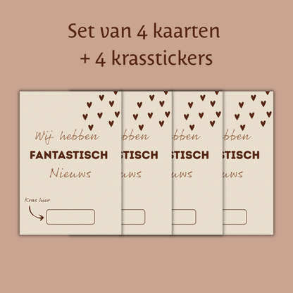 Amolivia Zwangerschapsaankondiging Kraskaart - 4 Stuks - Fantastisch Nieuws