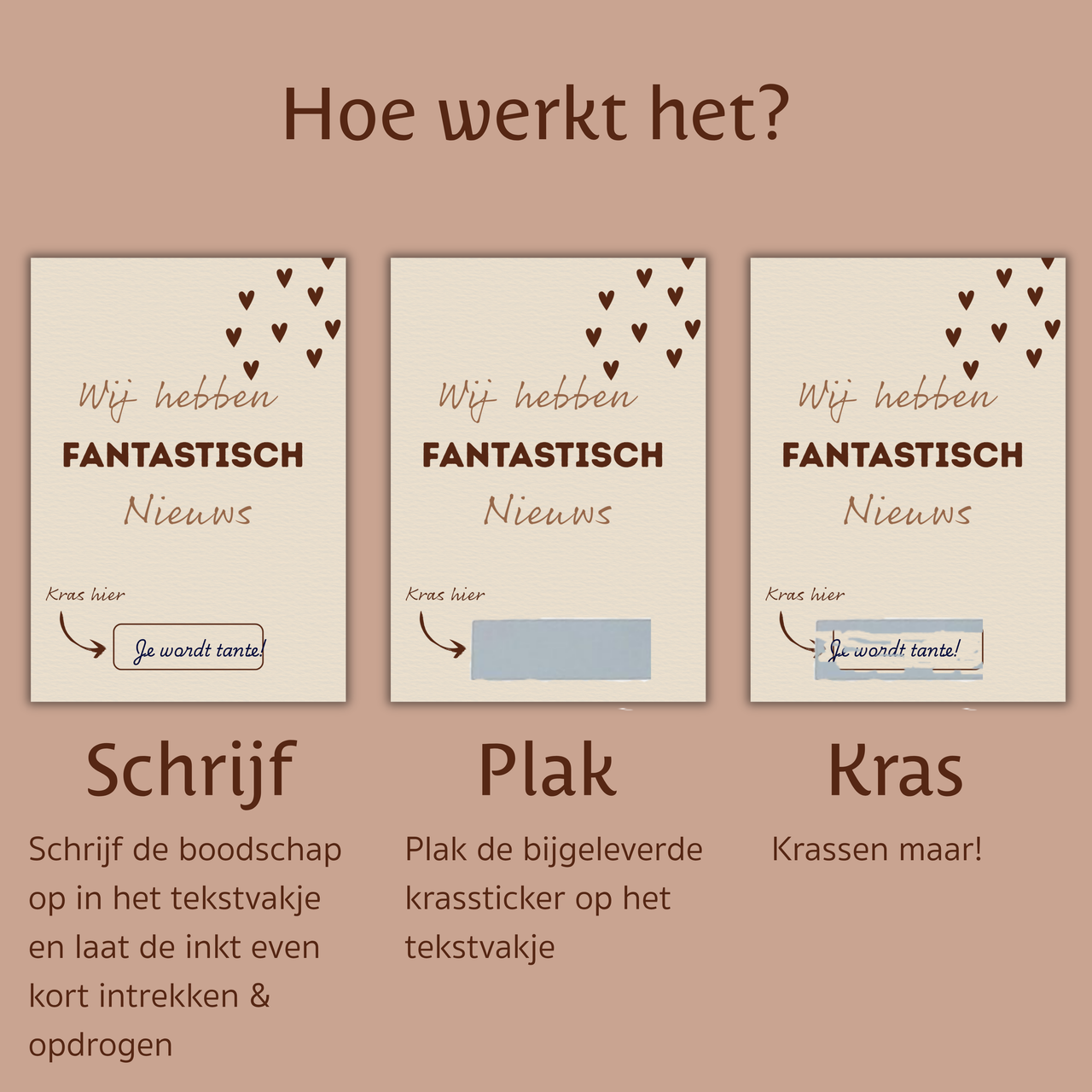 Amolivia Zwangerschapsaankondiging Kraskaart - 4 Stuks - Fantastisch Nieuws