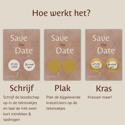 Amolivia Zwangerschapsaankondiging Kraskaart - 4 Stuks - Save the Date