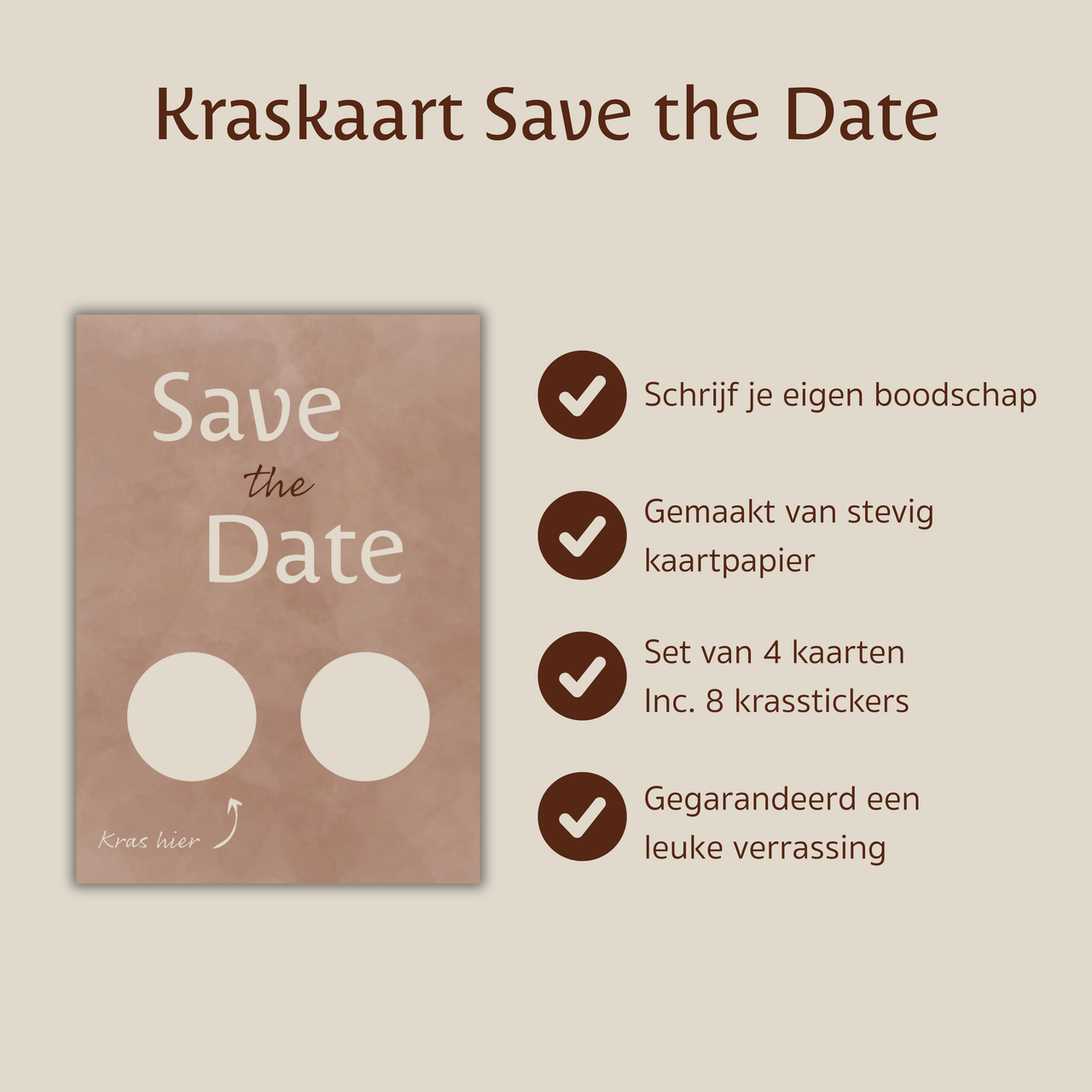 Amolivia Zwangerschapsaankondiging Kraskaart - 4 Stuks - Save the Date